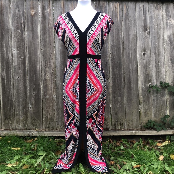 Laundry By Shelli Segal Multi patterned Dress w/Front Split! Fits like 6-8 or M. - Picture 1 of 8